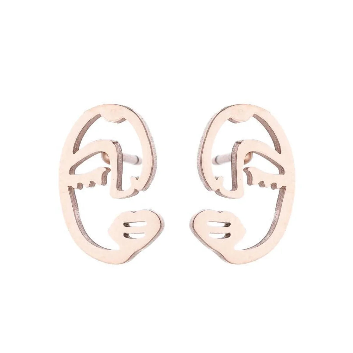 Simple Style Human Gingerbread Apple Stainless Steel Plating Hollow Out Ear Studs 1 Pair