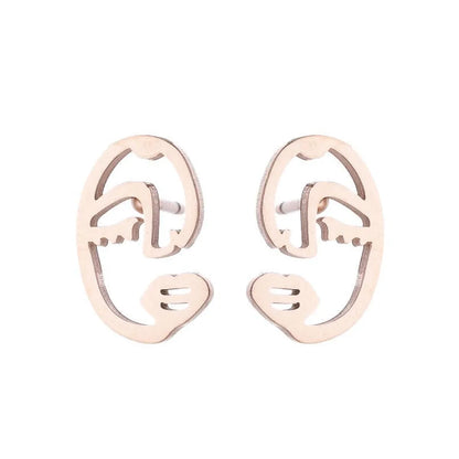 Simple Style Human Gingerbread Apple Stainless Steel Plating Hollow Out Ear Studs 1 Pair