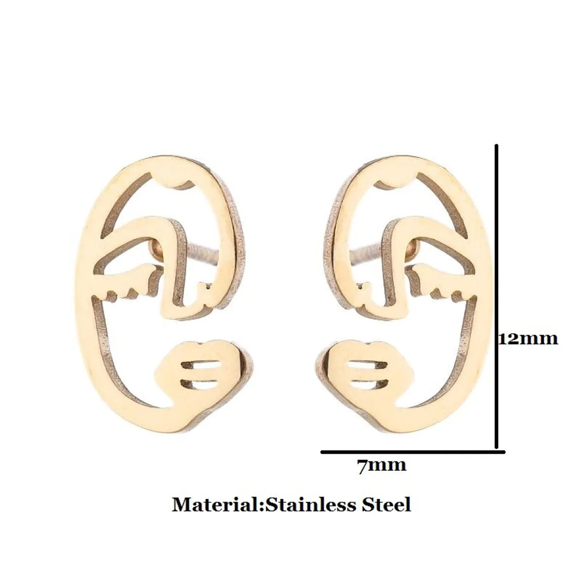 Simple Style Human Gingerbread Apple Stainless Steel Plating Hollow Out Ear Studs 1 Pair