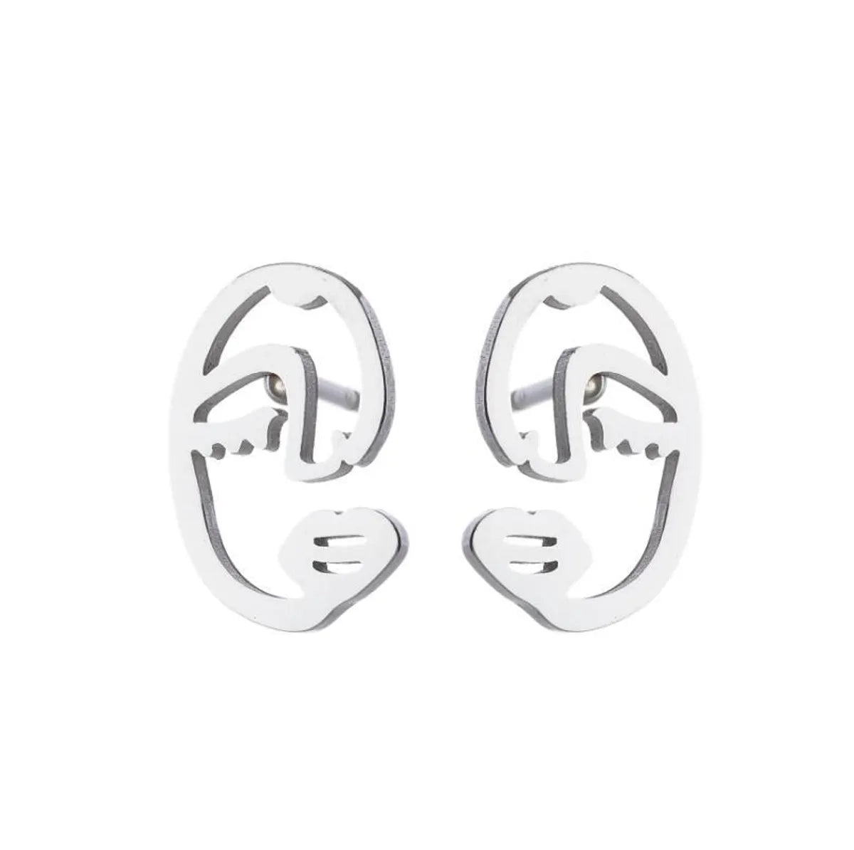 Simple Style Human Gingerbread Apple Stainless Steel Plating Hollow Out Ear Studs 1 Pair