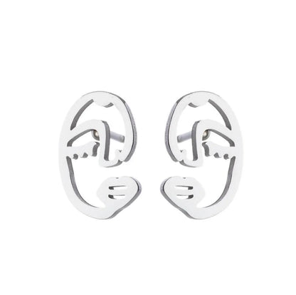 Simple Style Human Gingerbread Apple Stainless Steel Plating Hollow Out Ear Studs 1 Pair