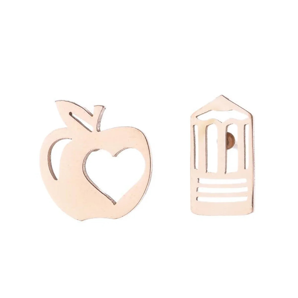 Simple Style Human Gingerbread Apple Stainless Steel Plating Hollow Out Ear Studs 1 Pair