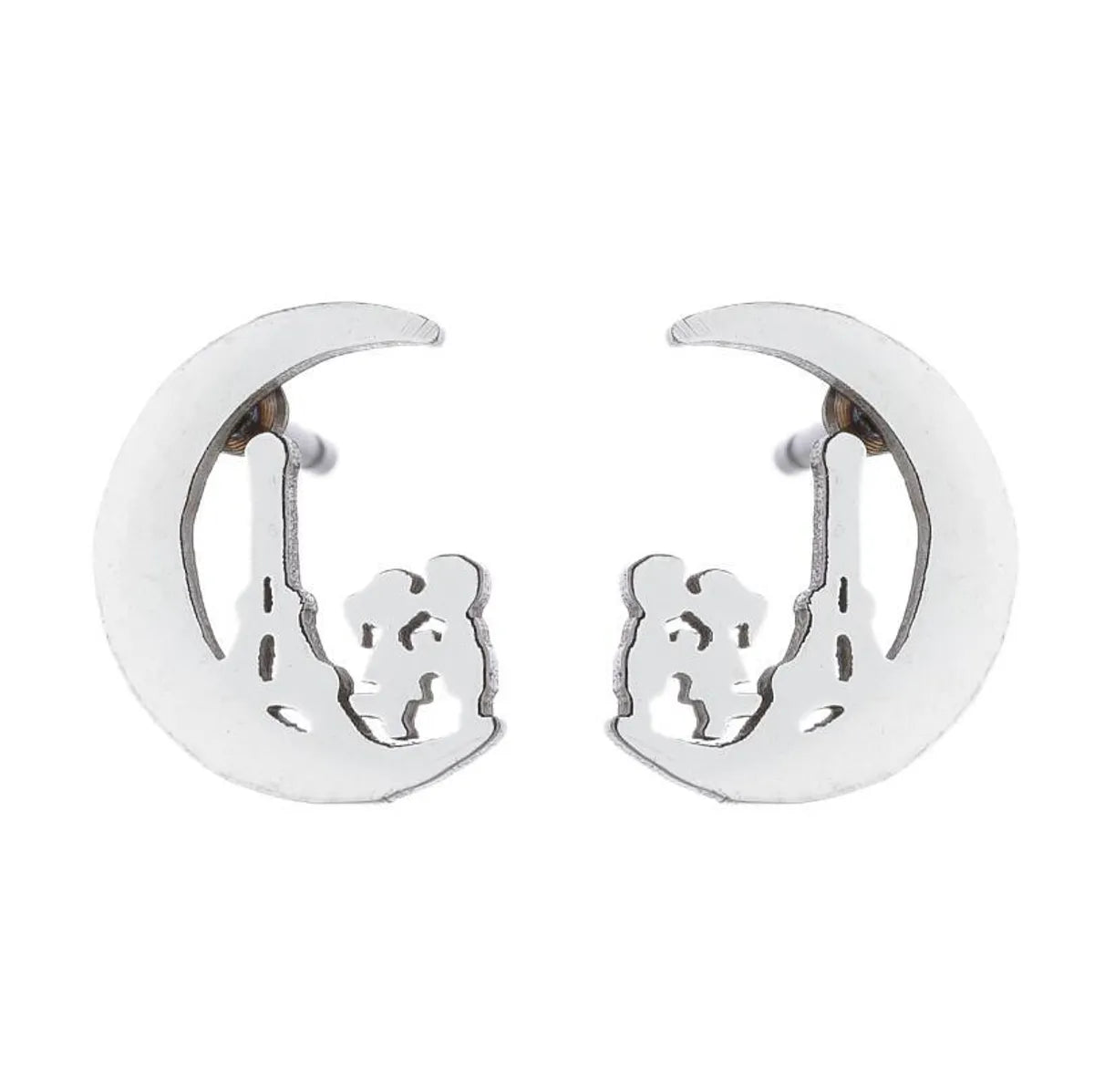 Simple Style Human Gingerbread Apple Stainless Steel Plating Hollow Out Ear Studs 1 Pair