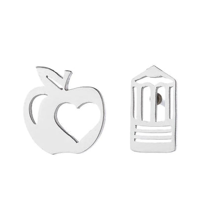 Simple Style Human Gingerbread Apple Stainless Steel Plating Hollow Out Ear Studs 1 Pair