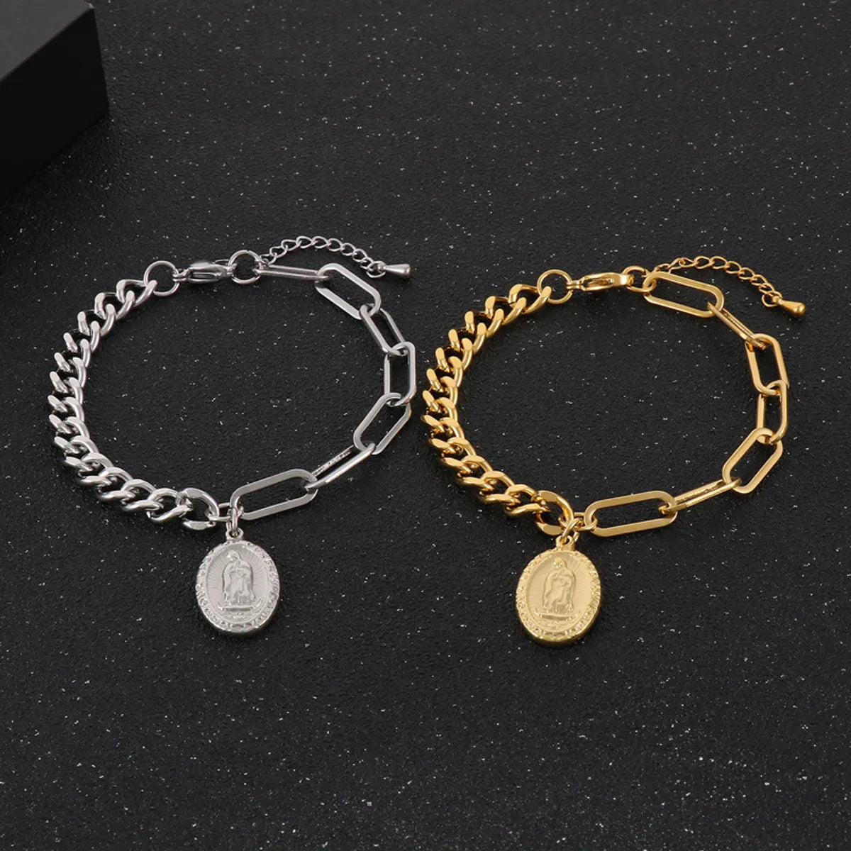 Simple Style Human Star Oval Stainless Steel Plating 18k Gold Plated Bracelets