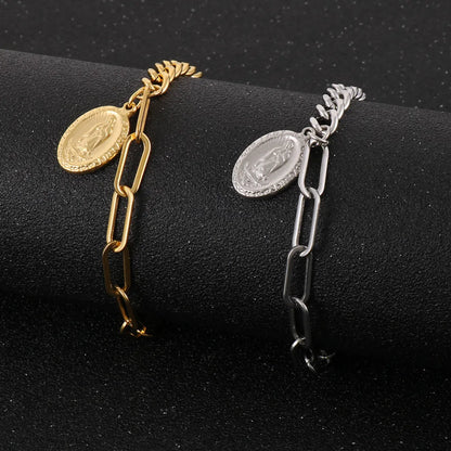 Simple Style Human Star Oval Stainless Steel Plating 18k Gold Plated Bracelets