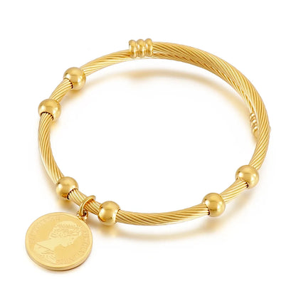 Simple Style Human Titanium Steel 18k Gold Plated Bangle