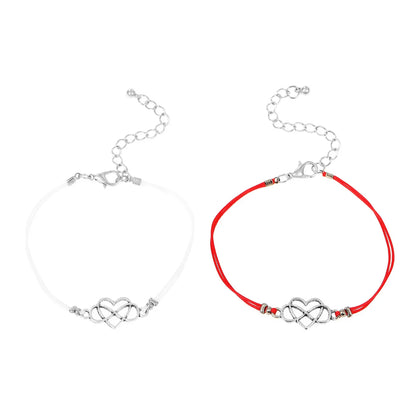 Simple Style Infinity Heart Shape Alloy Wax Line Plating Hollow Out Couple Bracelets