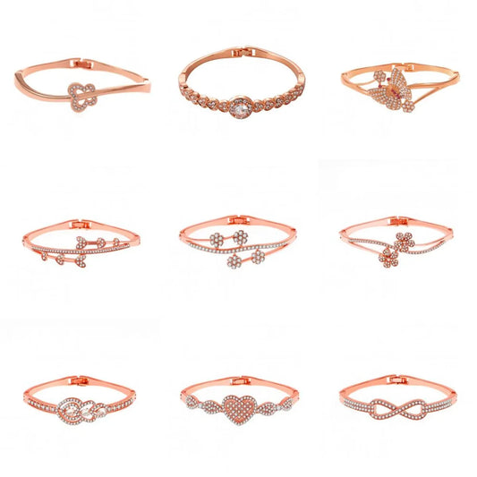 Simple Style Infinity Heart Shape Metal Titanium Steel Plating Inlay Rhinestones Rose Gold Plated Gold Plated Silver Plated Women's Bangle