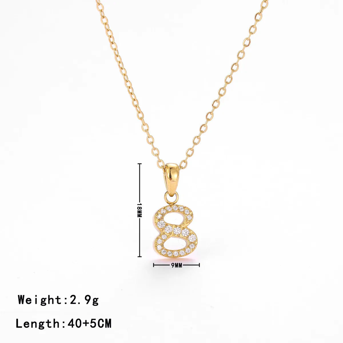 Simple Style Infinity Stainless Steel Plating Inlay Zircon White Gold Plated Gold Plated Pendant Necklace