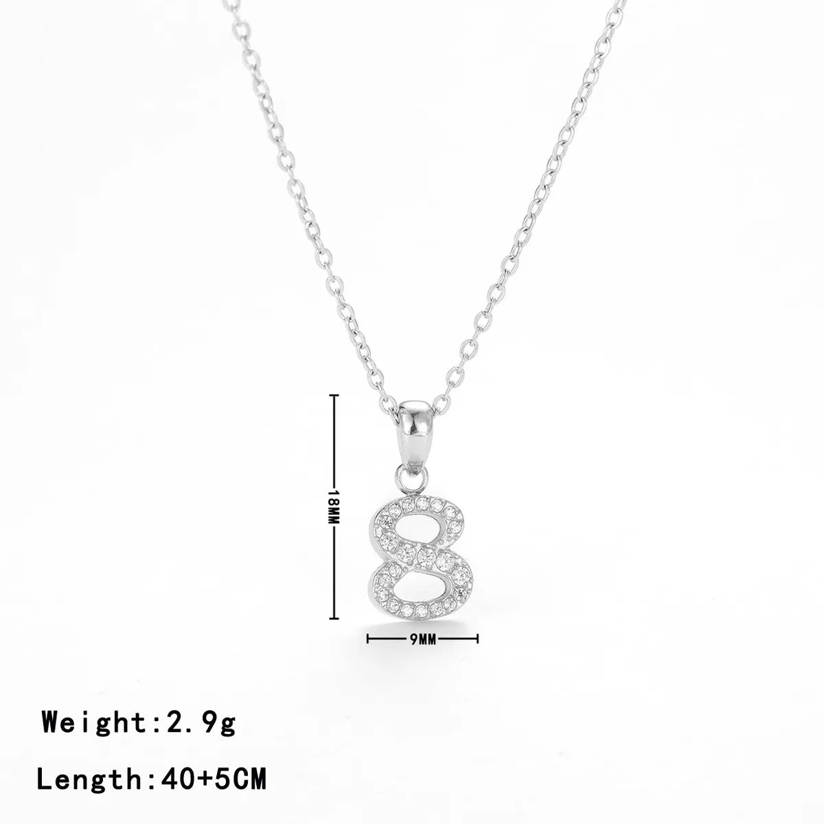 Simple Style Infinity Stainless Steel Plating Inlay Zircon White Gold Plated Gold Plated Pendant Necklace