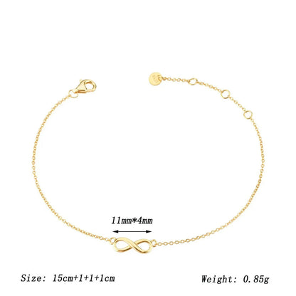 Simple Style Infinity Sterling Silver Plating 18k Gold Plated White Gold Plated Women's Bracelets Necklace