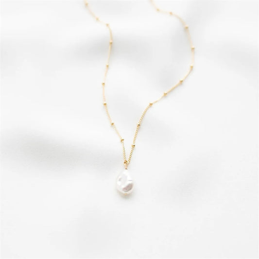 Simple Style Irregular Freshwater Pearl Brass Plating 14k Gold Plated Pendant Necklace