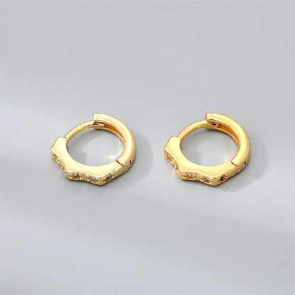 Simple Style Irregular Gold Plated Enamel Artificial Pearls Zircon Women'S Hoop Earrings 1 Pair