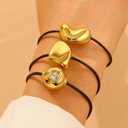 Simple Style Irregular Heart Shape Solid Color CCB Pu Leather Wholesale Bracelets