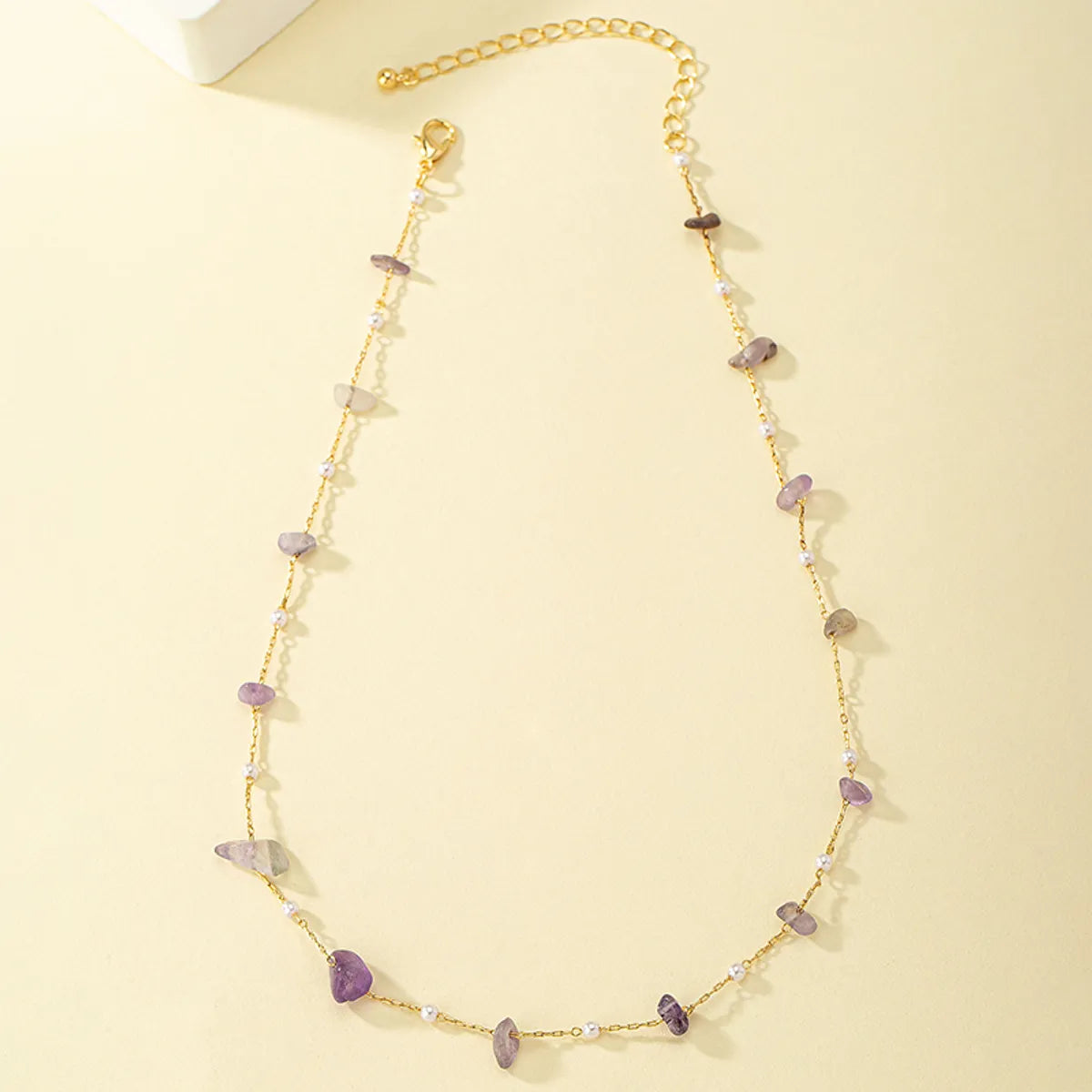 Simple Style Irregular Plastic Stone Plating 14k Gold Plated Women'S Necklace