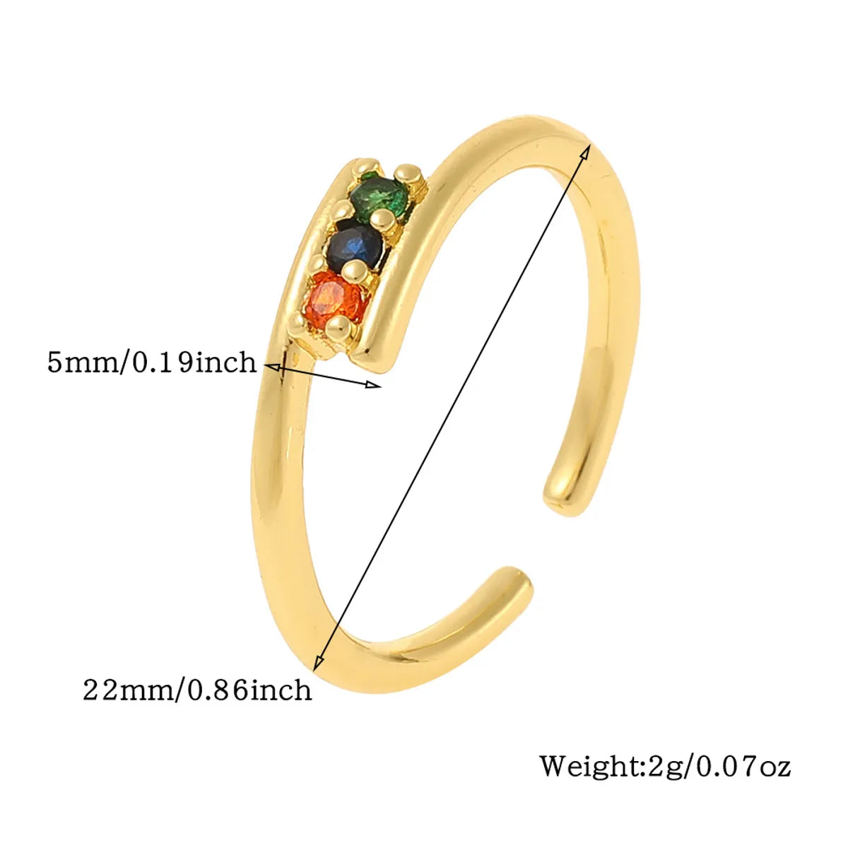 Simple Style Irregular Solid Color Copper Plating Inlay Zircon Open Rings