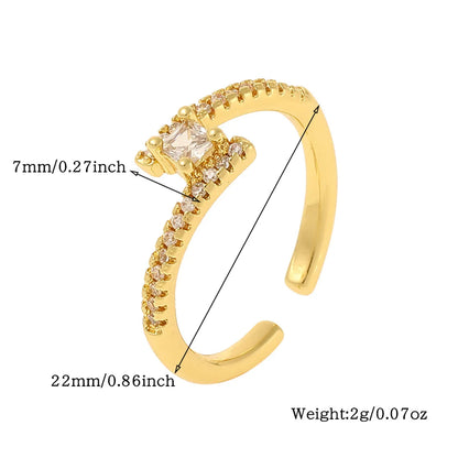 Simple Style Irregular Solid Color Copper Plating Inlay Zircon Open Rings