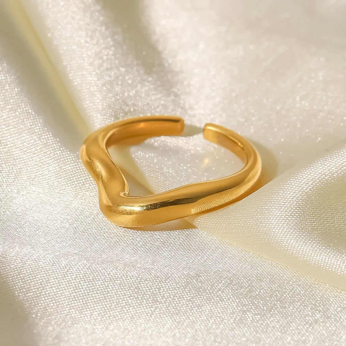 Simple Style Irregular Stainless Steel Gold Plated Gold Plated Open Ring