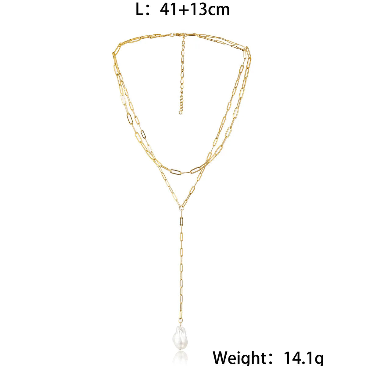 Simple Style Irregular Stainless Steel Pearl Plating Double Layer Necklaces