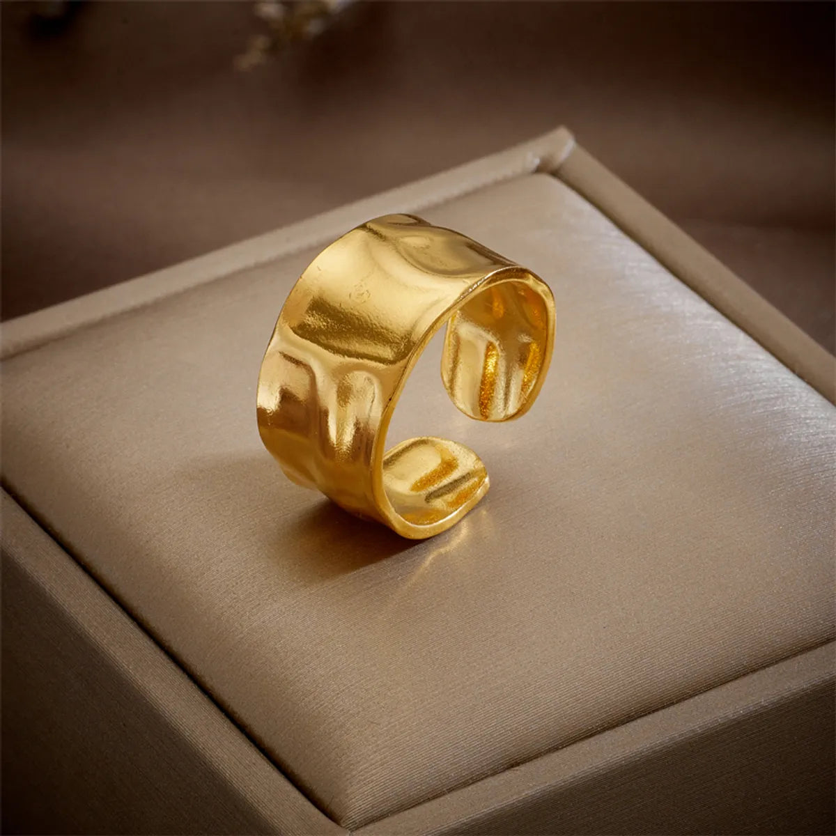 Simple Style Irregular Titanium Steel Gold Plated Open Ring