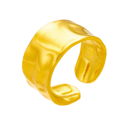 Simple Style Irregular Titanium Steel Gold Plated Open Ring