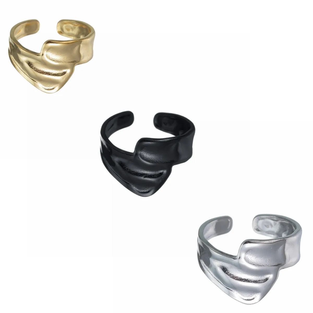 Simple Style Irregular Titanium Steel Plating Open Ring