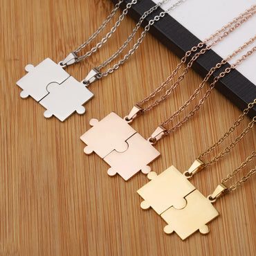 Simple Style Jigsaw Titanium Steel Plating 18k Gold Plated Pendant Necklace