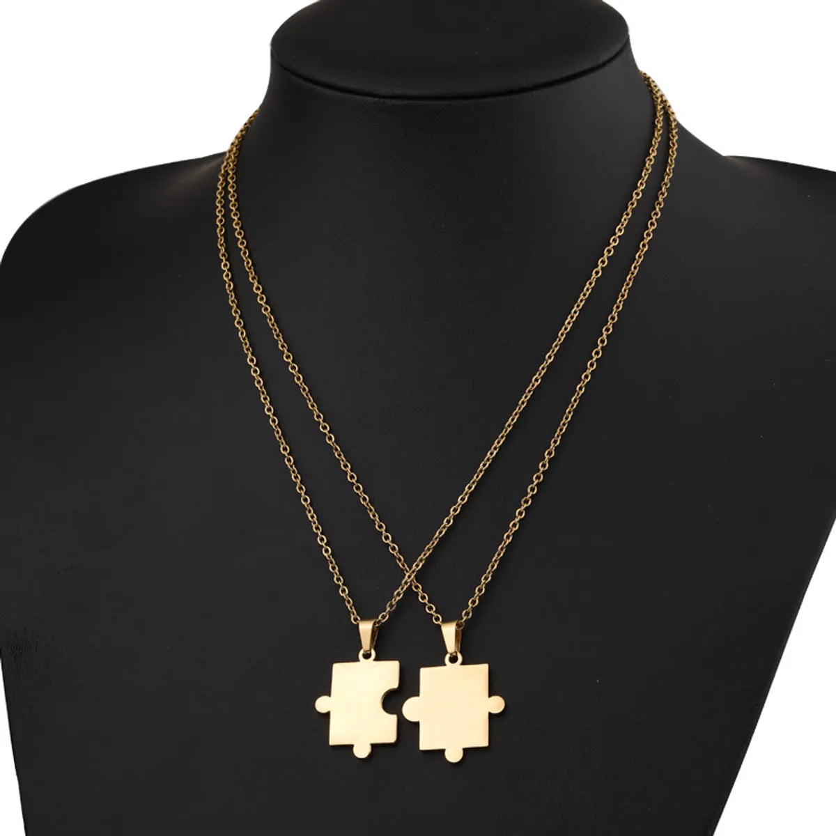 Simple Style Jigsaw Titanium Steel Plating 18k Gold Plated Pendant Necklace