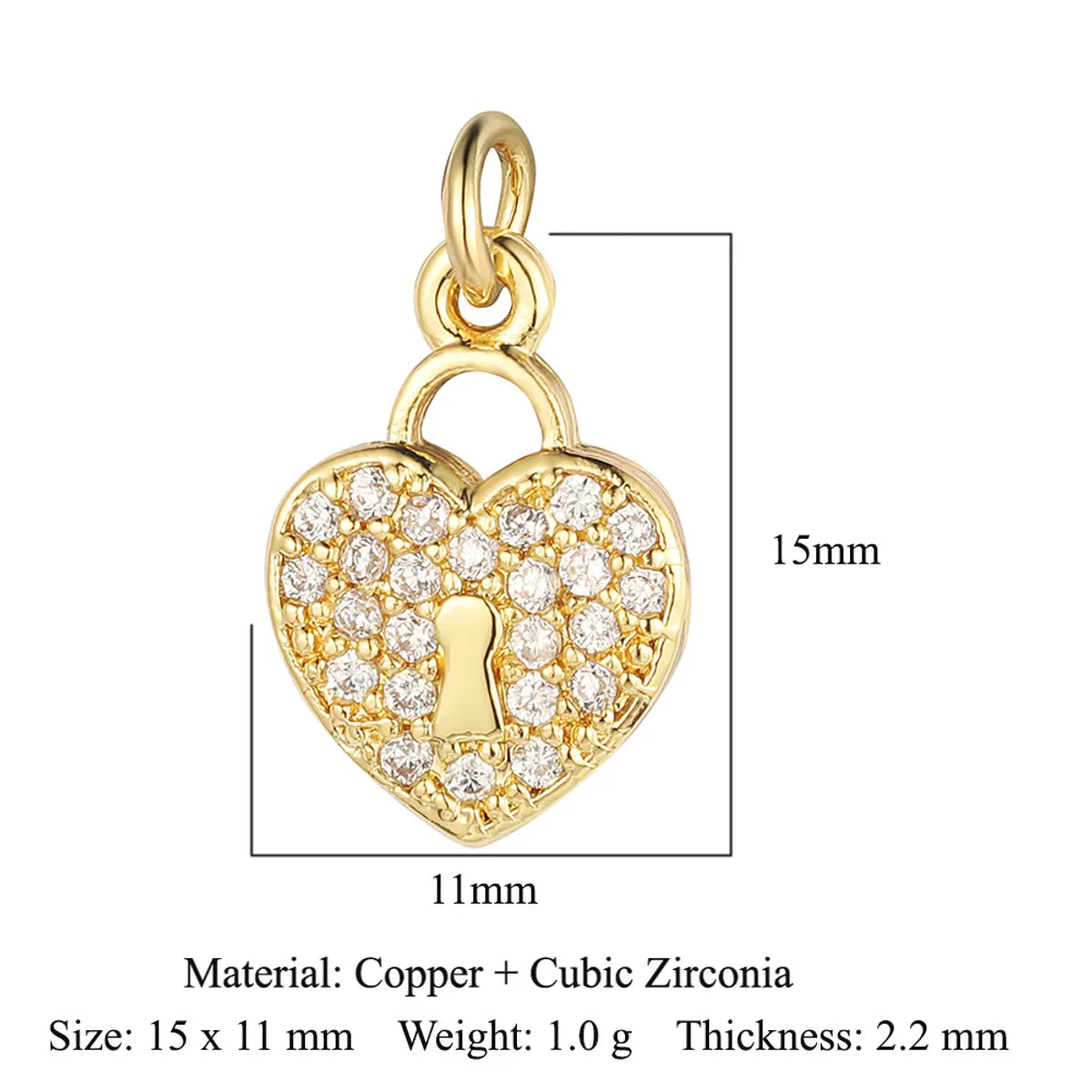 1 Piece Copper Zircon 18K Gold Plated Key