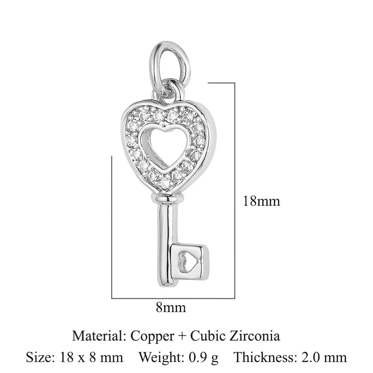 1 Piece Copper Zircon 18K Gold Plated Key