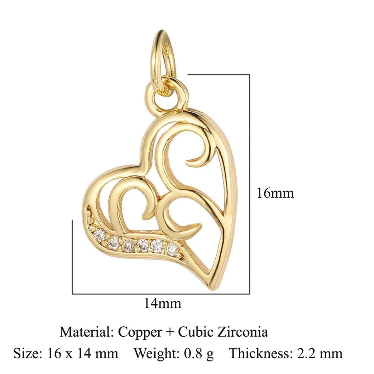 1 Piece Copper Zircon 18K Gold Plated Key