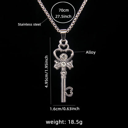 Simple Style Key Lock 201 Stainless Steel Zinc Alloy Inlay Rhinestones Women'S Pendant Necklace