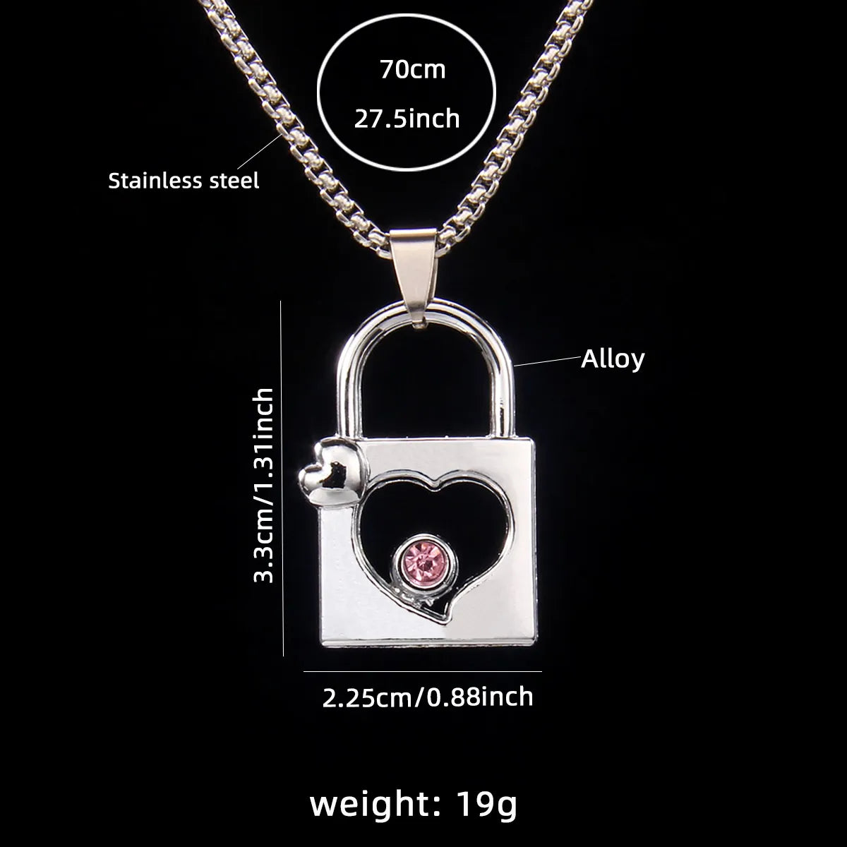 Simple Style Key Lock 201 Stainless Steel Zinc Alloy Inlay Rhinestones Women'S Pendant Necklace