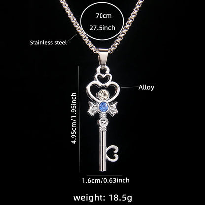 Simple Style Key Lock 201 Stainless Steel Zinc Alloy Inlay Rhinestones Women'S Pendant Necklace