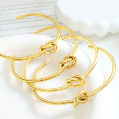 Simple Style Knot Titanium Steel Plating 18k Gold Plated Bangle