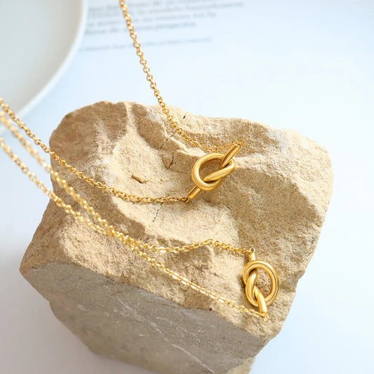 Simple Style Knot Titanium Steel Plating 18k Gold Plated Necklace