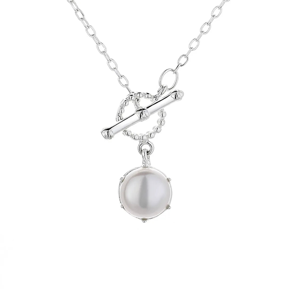 Simple Style Korean Style Geometric Sterling Silver Pearl Pendant Necklace In Bulk