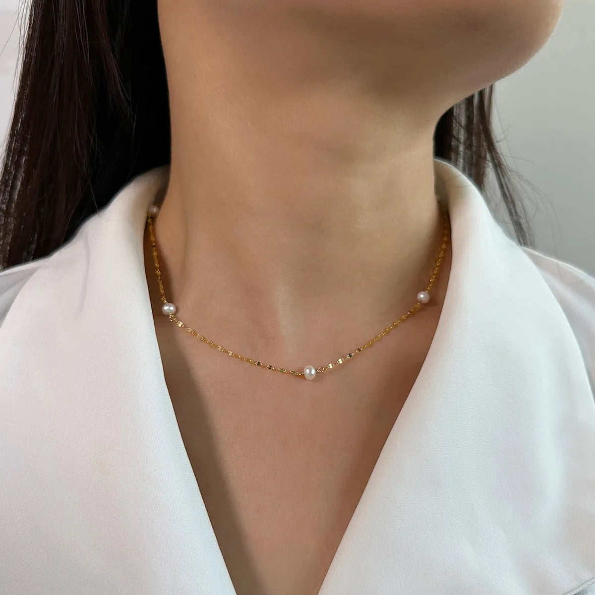 Simple Style Korean Style Geometric Sterling Silver Plating 14k Gold Plated Necklace