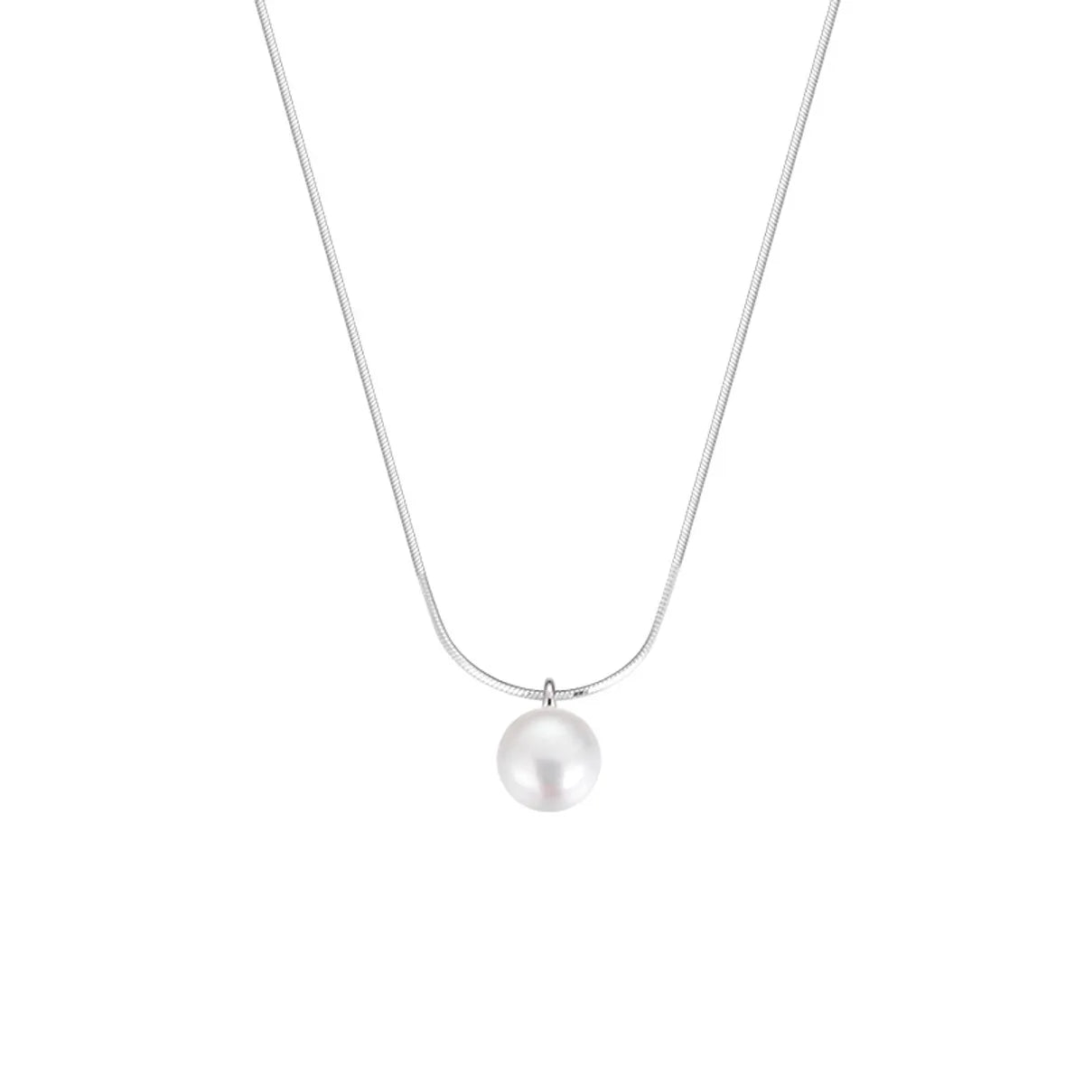 Simple Style Korean Style Geometric Sterling Silver Shell Pearls Pendant Necklace In Bulk