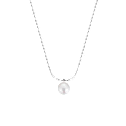 Simple Style Korean Style Geometric Sterling Silver Shell Pearls Pendant Necklace In Bulk