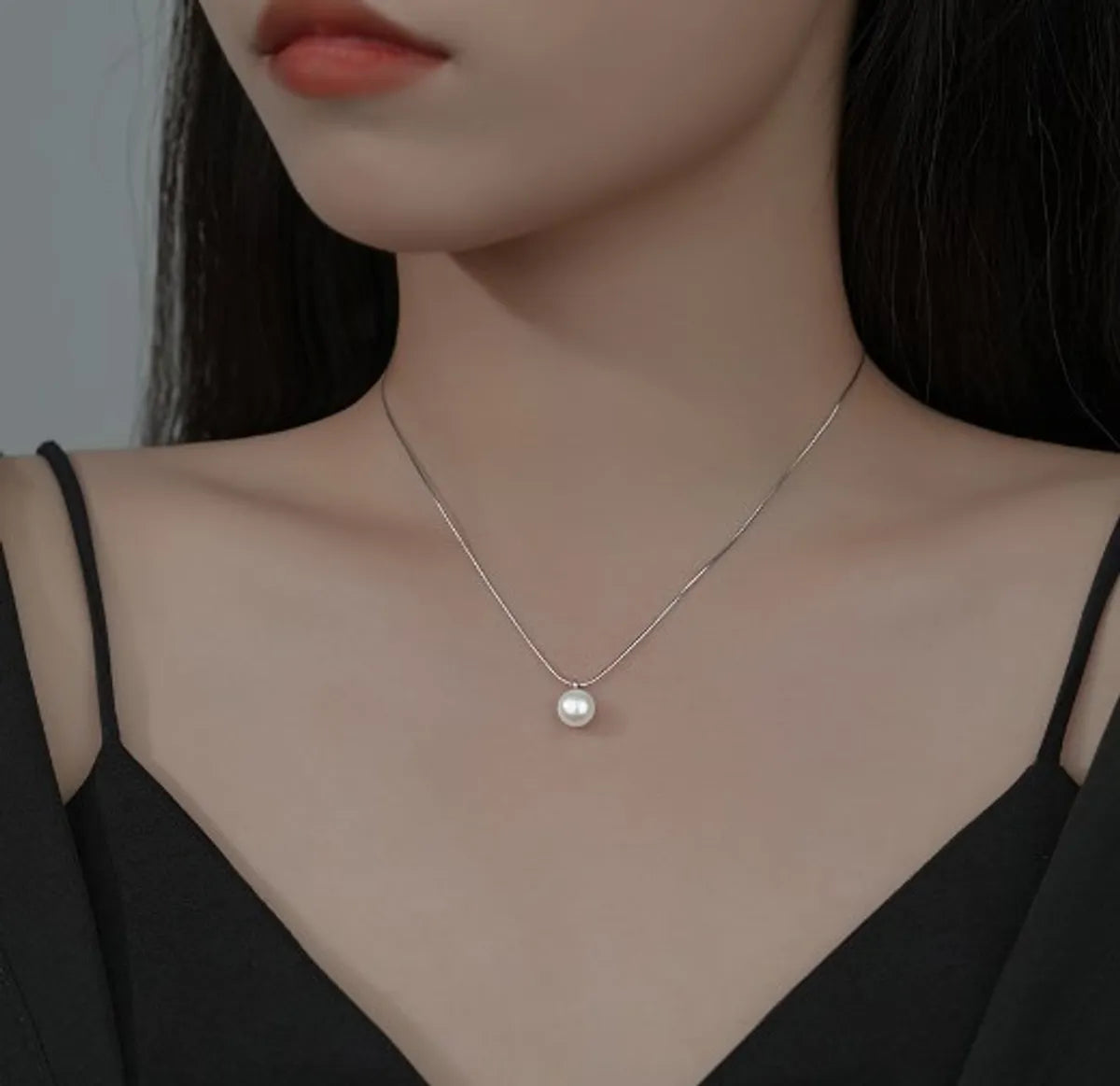 Simple Style Korean Style Geometric Sterling Silver Shell Pearls Pendant Necklace In Bulk