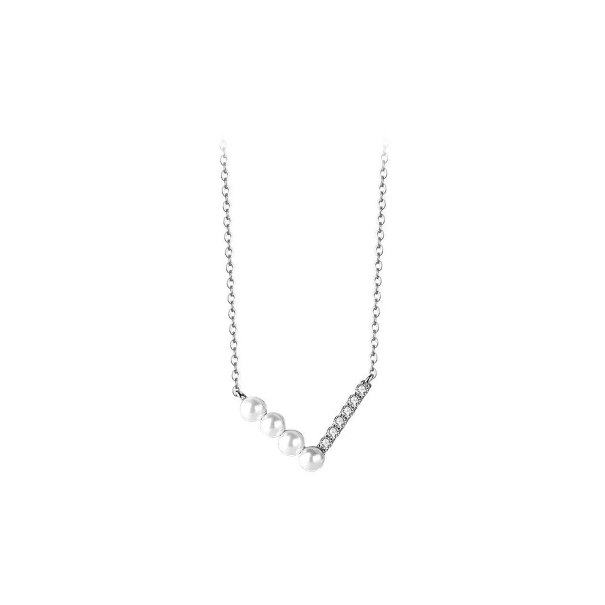 Simple Style Korean Style Geometric Sterling Silver Shell Pearls Pendant Necklace In Bulk