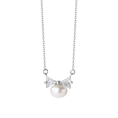 Simple Style Korean Style Geometric Sterling Silver Shell Pearls Pendant Necklace In Bulk