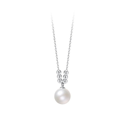 Simple Style Korean Style Geometric Sterling Silver Shell Pearls Pendant Necklace In Bulk