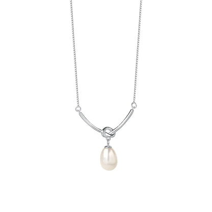 Simple Style Korean Style Geometric Sterling Silver Shell Pearls Pendant Necklace In Bulk