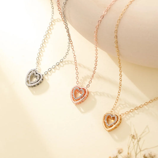 Simple Style Korean Style Heart Shape Alloy Inlay Artificial Rhinestones Women's Necklace