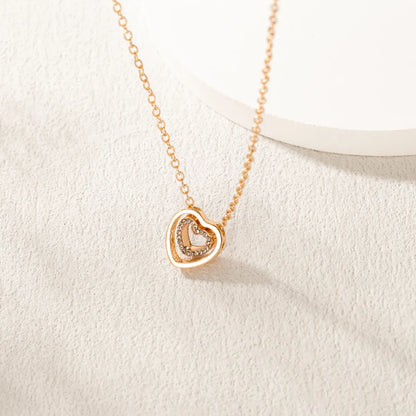 Simple Style Korean Style Heart Shape Alloy Inlay Artificial Rhinestones Women's Necklace