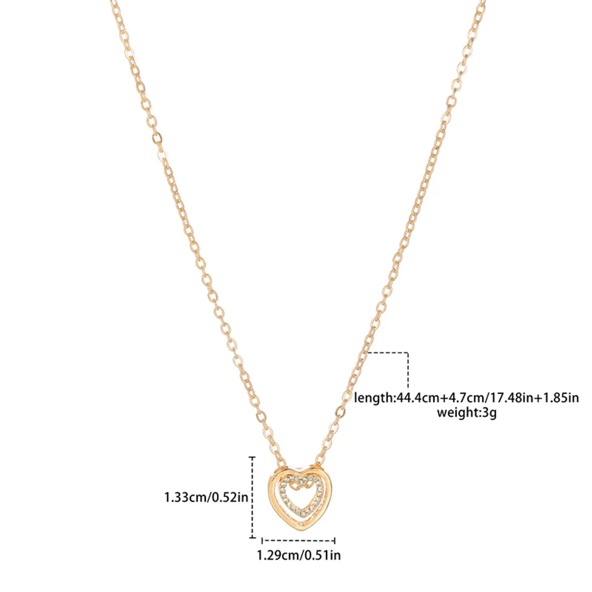 Simple Style Korean Style Heart Shape Alloy Inlay Artificial Rhinestones Women's Necklace