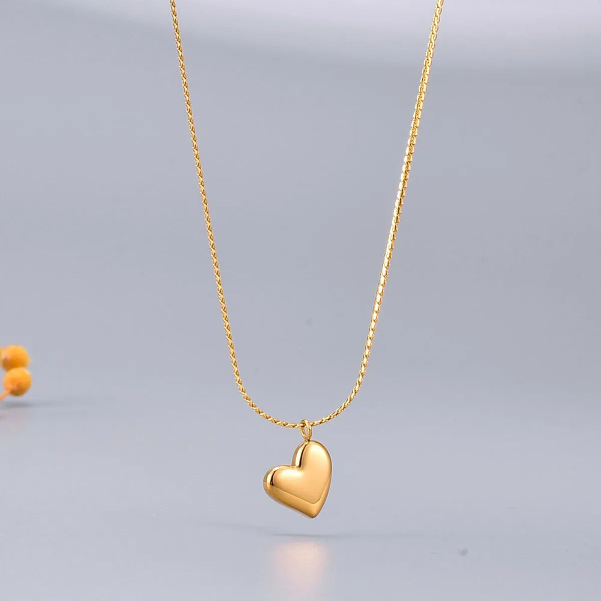 Simple Style Korean Style Heart Shape Titanium Steel Plating Pendant Necklace